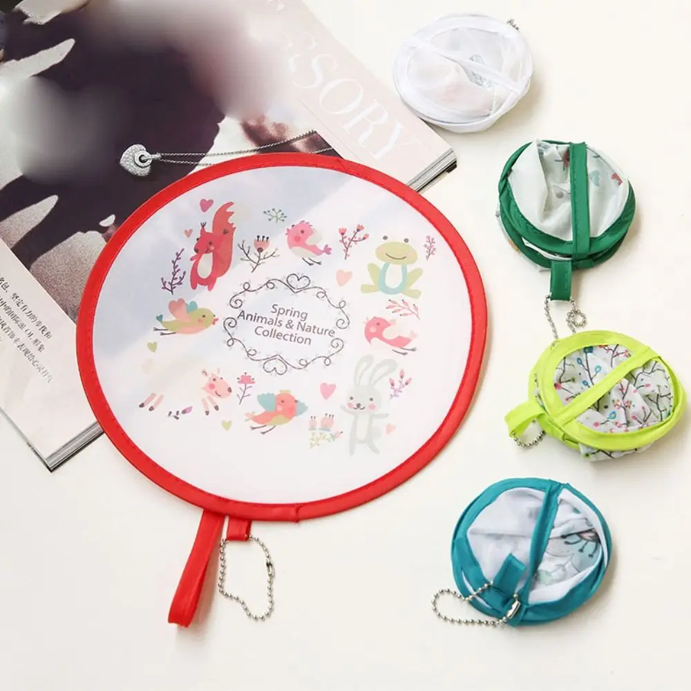 Creative Lightweight Cartoon Folding Fan Portable Fun Designs Handheld Round Fan Round Durable Mini Pocket Fan Women
