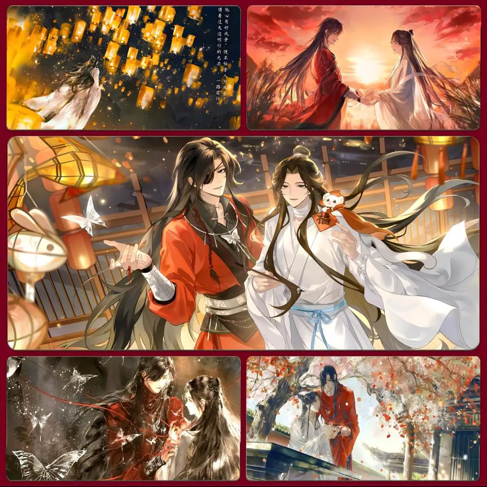 animation romantic H-Heavenly Official's Blessing Mouse Pad Large Gaming Mousepad with Stitched Edges Thickened Desk Mat PC