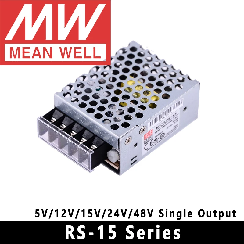 Original Mean Well RS-15/25/35/50 Series Meanwell 3.3V 5V 12V 15V 24V 48V Single Output Switching Power Supply