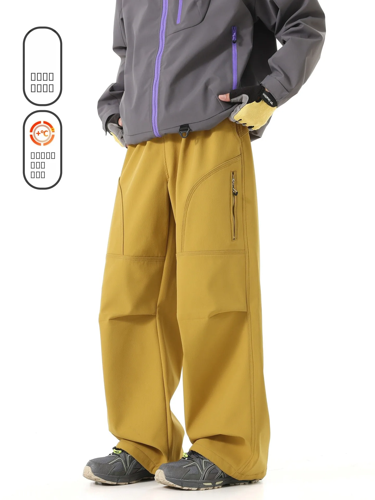 

Thiened Fce уличные повседневные брюки мужские горные системы свободный крой ветрозащитные брюки молодежная зимняя одежда удобные теплые