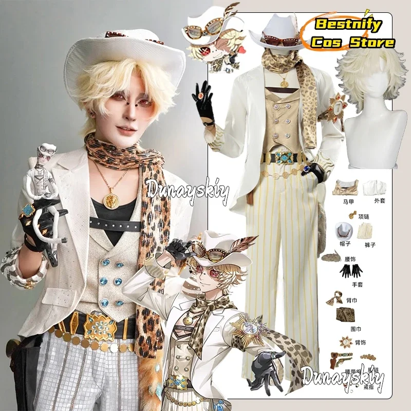 

CosplayGame Identity V Prospector Norton Campbell Cosplay Costume Vintage Leopard Print Men's clothing Anime Party Role-play Wig