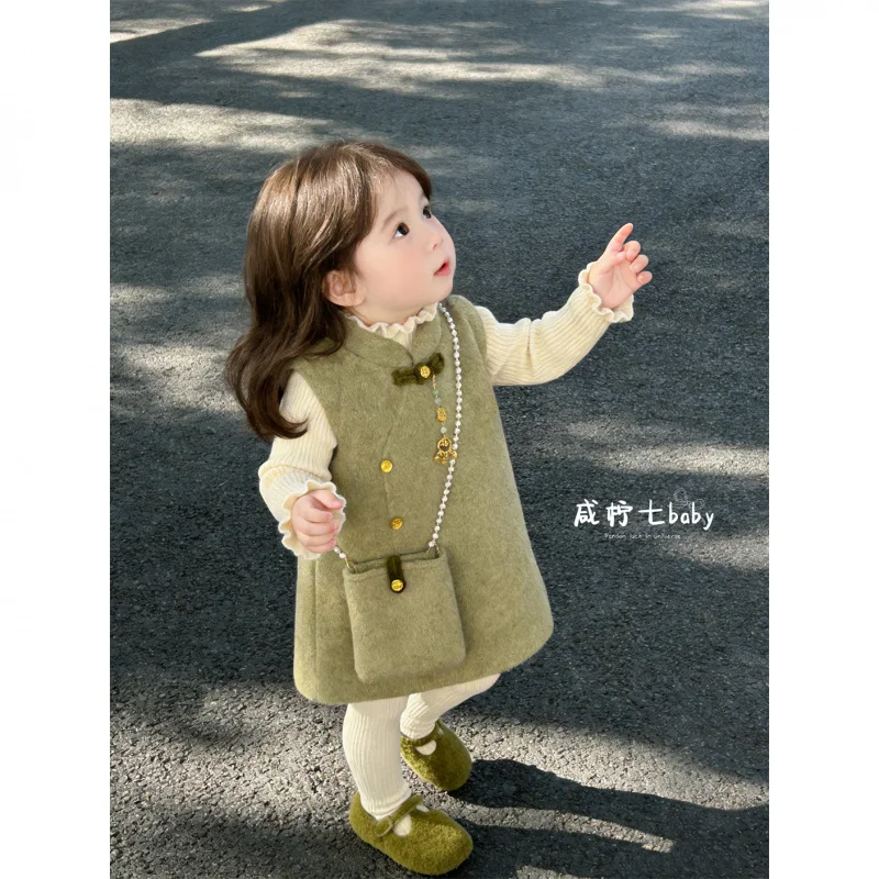 Wizard of Oz！Original girls' new Chinese-style dress, New Year's greeting outfit, cheongsam, traditional style vest dress