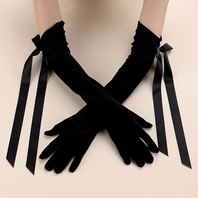 A pair of ElEGANT long bridal gloves suitable as accessories for women's weddings, holidays, and parties