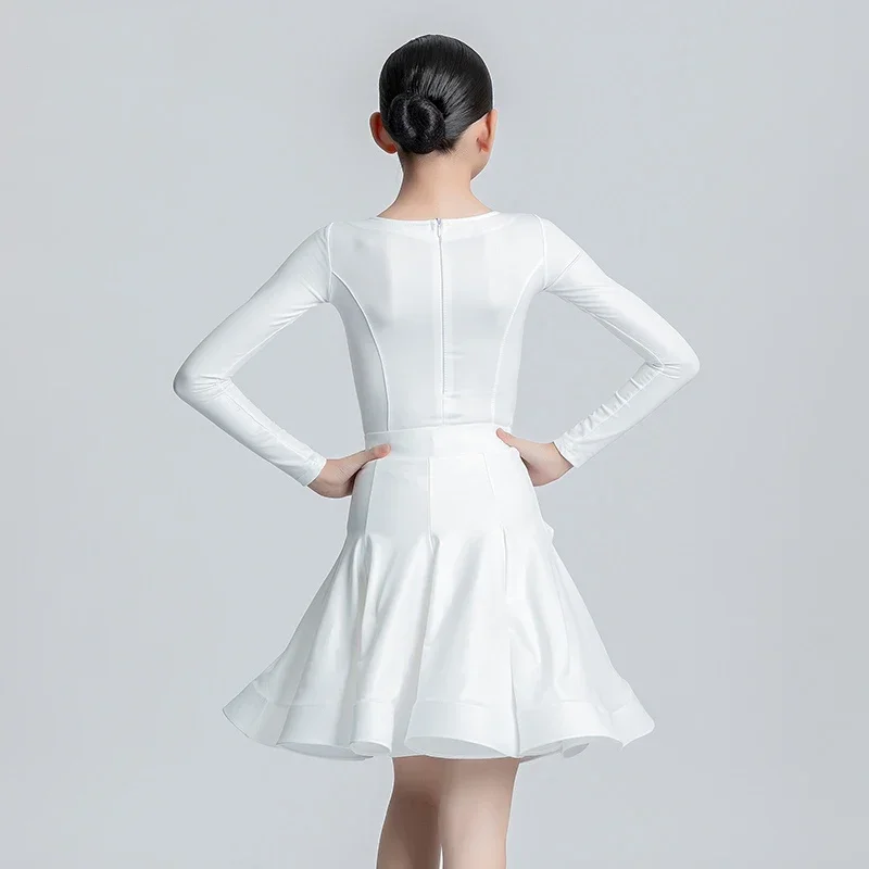Girls Long Sleeved Ballroom Dance Dresses Stage Wear Many Colors National Standard Latin Dance Competition Dress for