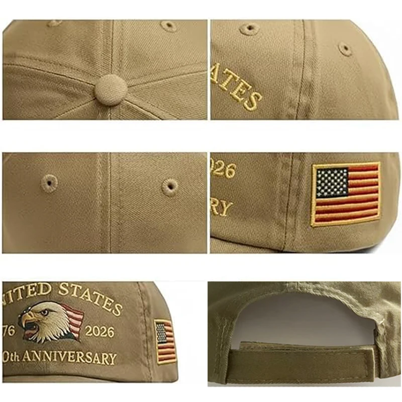 ABLECAP 250. Jubiläumsmütze USA Patriotische Baseballkappen Adler-Bestickte Baseballmützen für Männer Frauen 250-Jahres-Jubiläumsmütze – Detail 7
