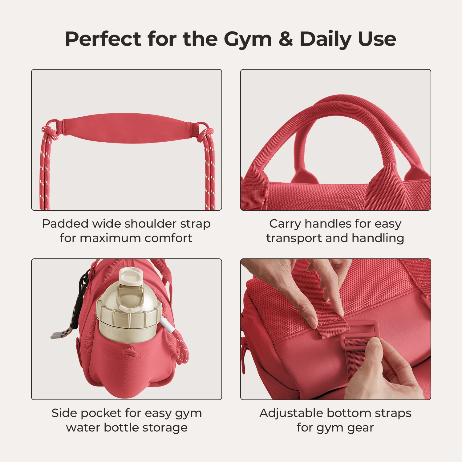 BAGSMART Boston-Tasche für Damen, Mini-Reisetasche, Schulter-Crossbody-Tasche, wasserdicht, mit Nassfach, für Fitnessstudio, Reisen, Alltag, Strand, Weekender – Detail 33