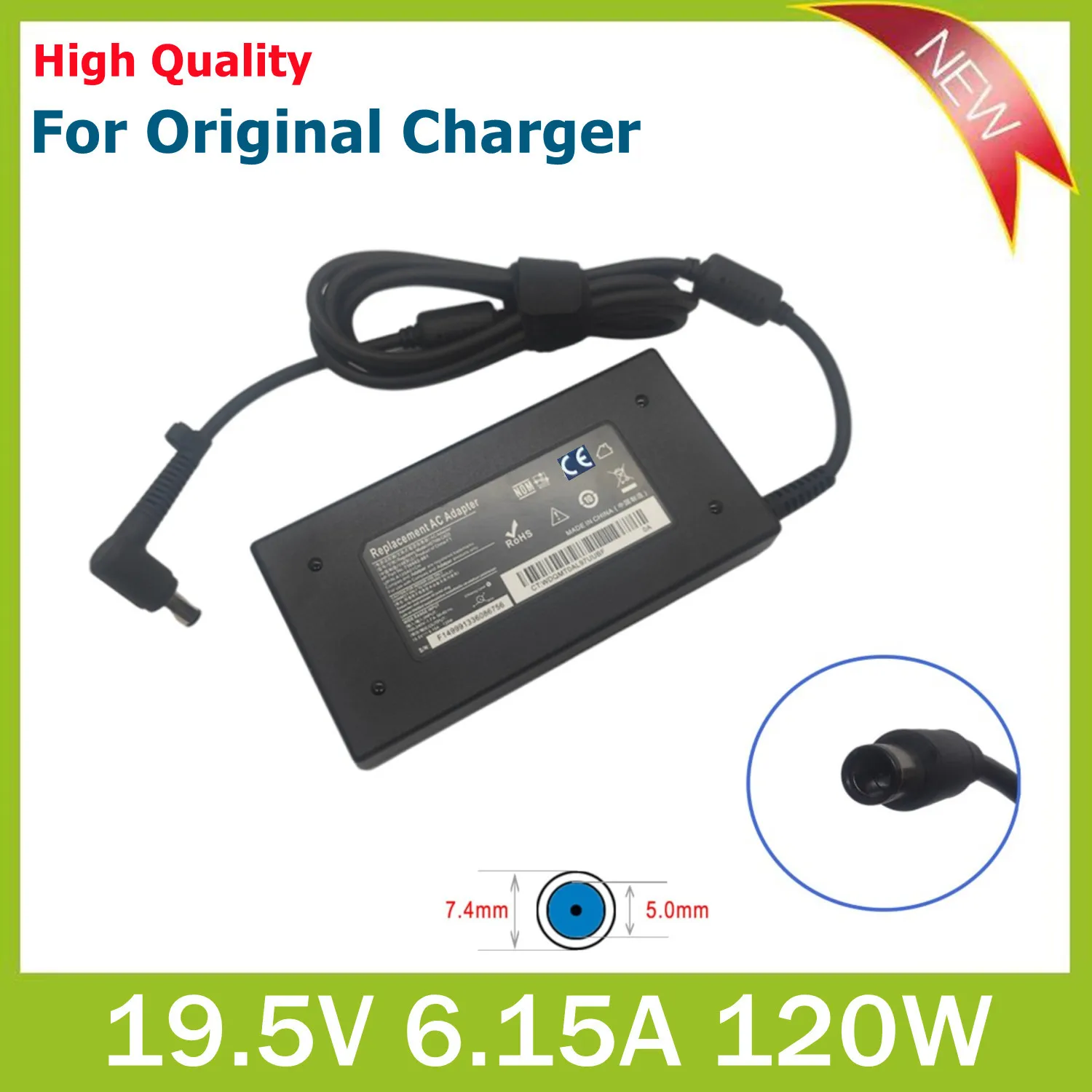 120W 19.5V 6.15A 7.4*5.0mm HSTNN-CA25 HSTNN-DA25 AC Adapter Charger For Hp 8540W 8530W Compaq Pro 4300 AiO Laptop Power Supply