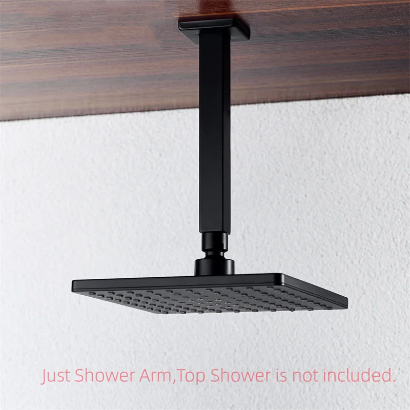 8/10 Inch Ceiling Mounted Square Shower Arm Black Stainless Steel 20/30CM Bathroom Fixed Pipe Tube For Showerhead Accessories