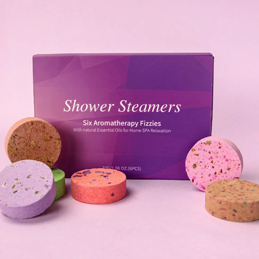 

6pcs Spa Bubble Tablets Women Shower Steamer Aromatherapy Bath Salt Home Hotel Use Natural Essential Oil Tablets Bath Gift