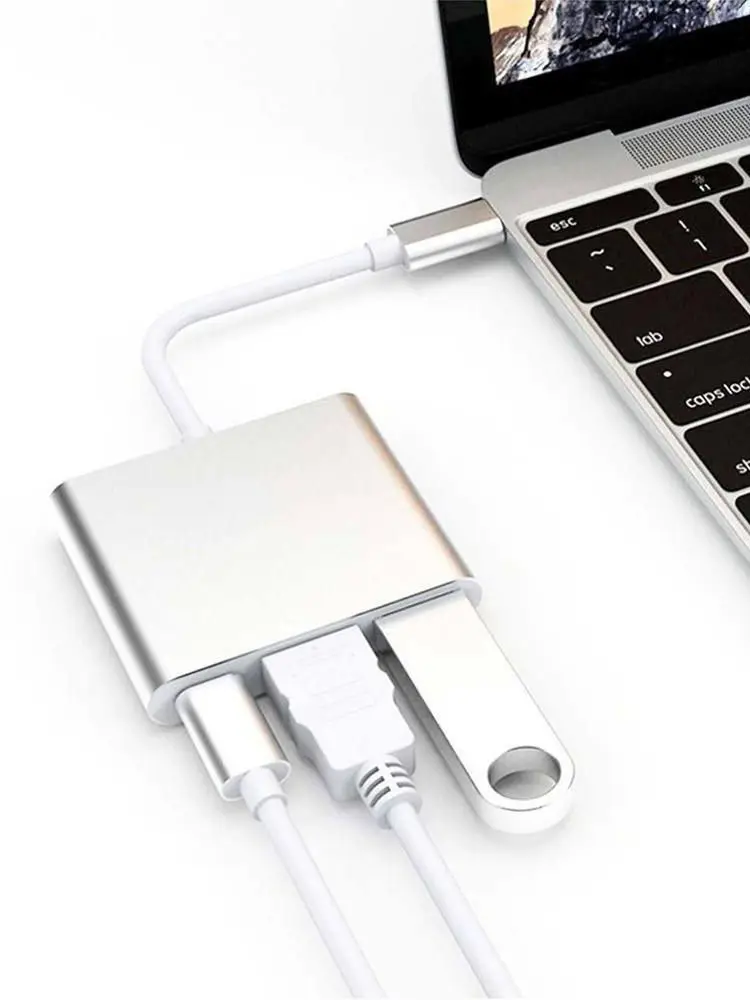Adapter USB-C do HDMI z funkcją ładowania USB 3.0, konwerter USB-C 3.1 Hub dla Mac Air Pro, Huawei Mate10, Samsung S8 Plus — zdjęcie produktu 7