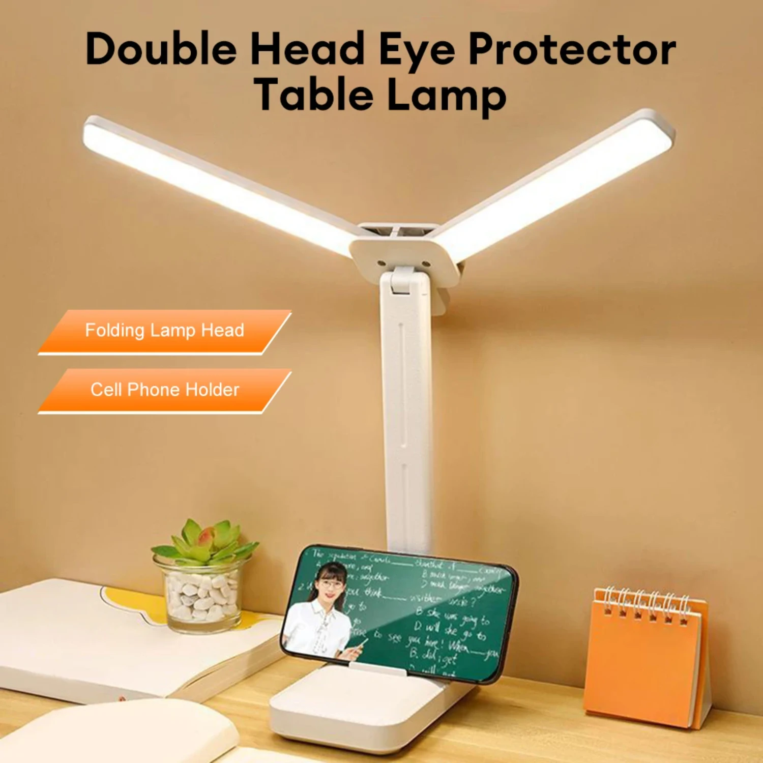 1250mAh LED Desk Lamp 3-Level Dimmable  Night Light Eye Protection Foldable Table Lamp  Office Bedroom Bedside Desk