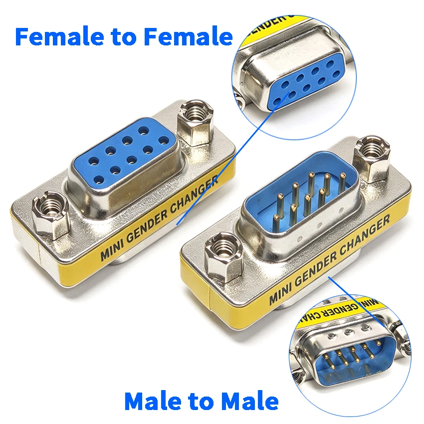 1/5/10pcs DB9 D-SUB 9Pin Connector Solder Type Male Female Gold Plated Pins RS232 RS485 Serial Adapter Coupler For PCB