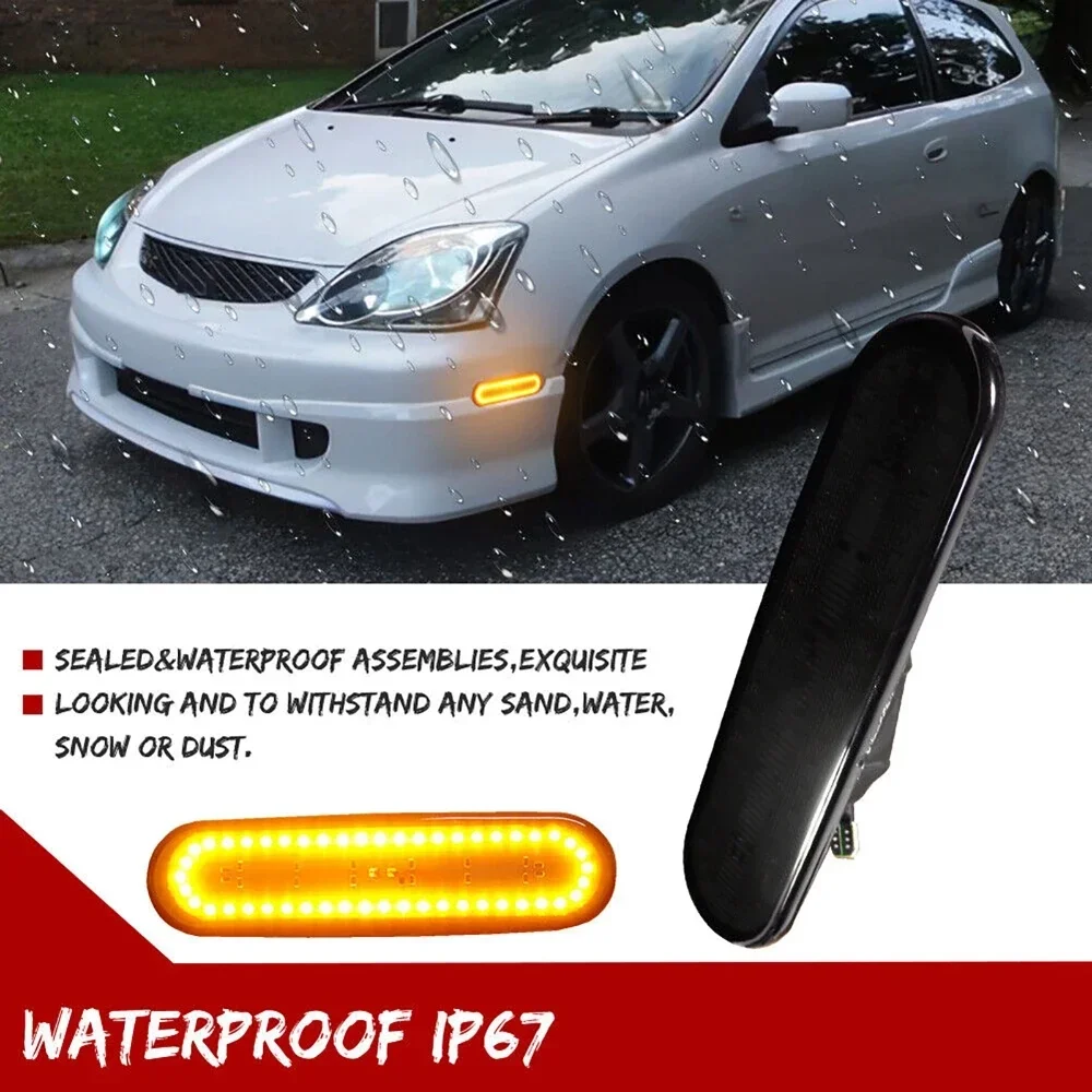 LED Front & Rear Bumper Side Marker Indicator Lights For Honda Civic Si EP3 3 Door 2002-2005 Amber/White/Red Fender Flare Light