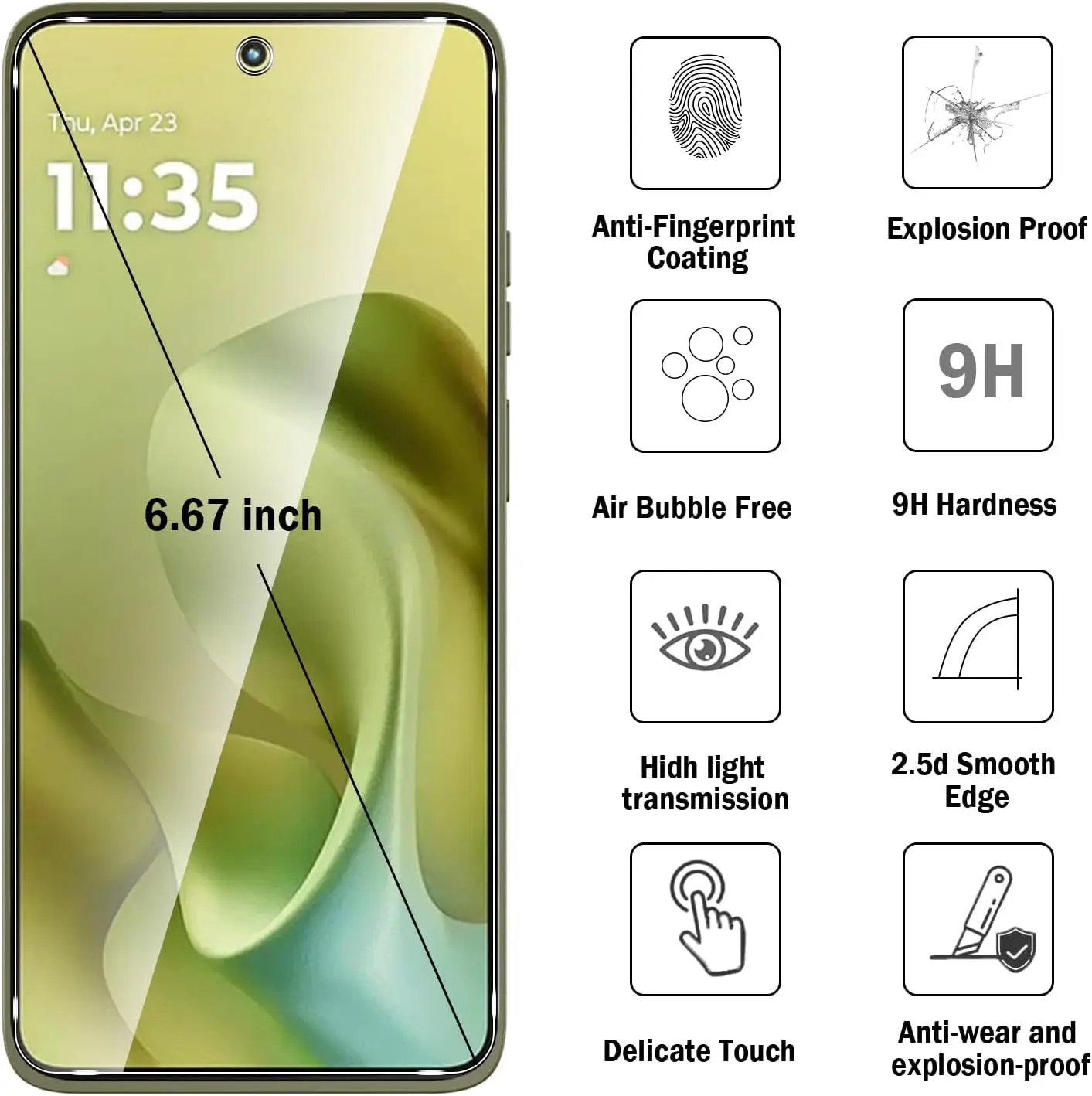 Für Motorola G86 gehärtetes Glas Schutzfolie, kratzfest und blasenfrei, 9H Härte