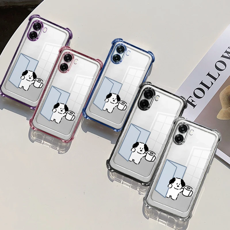 Plating Protective Cover For OPPO A6x A6k A6t A6 Pro 5G 4G Case Flxebile TPU Four-corner Shockproof Dog Pattern Fundas