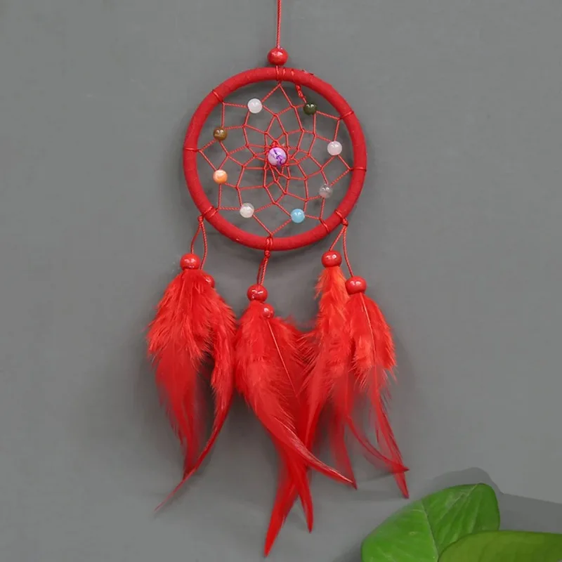 1pcs Retro Dream Catcher Wind Chimes Home Hanging Craft Ornament Circular Dreamcatcher Ornament Car Hanging Wall Decoration