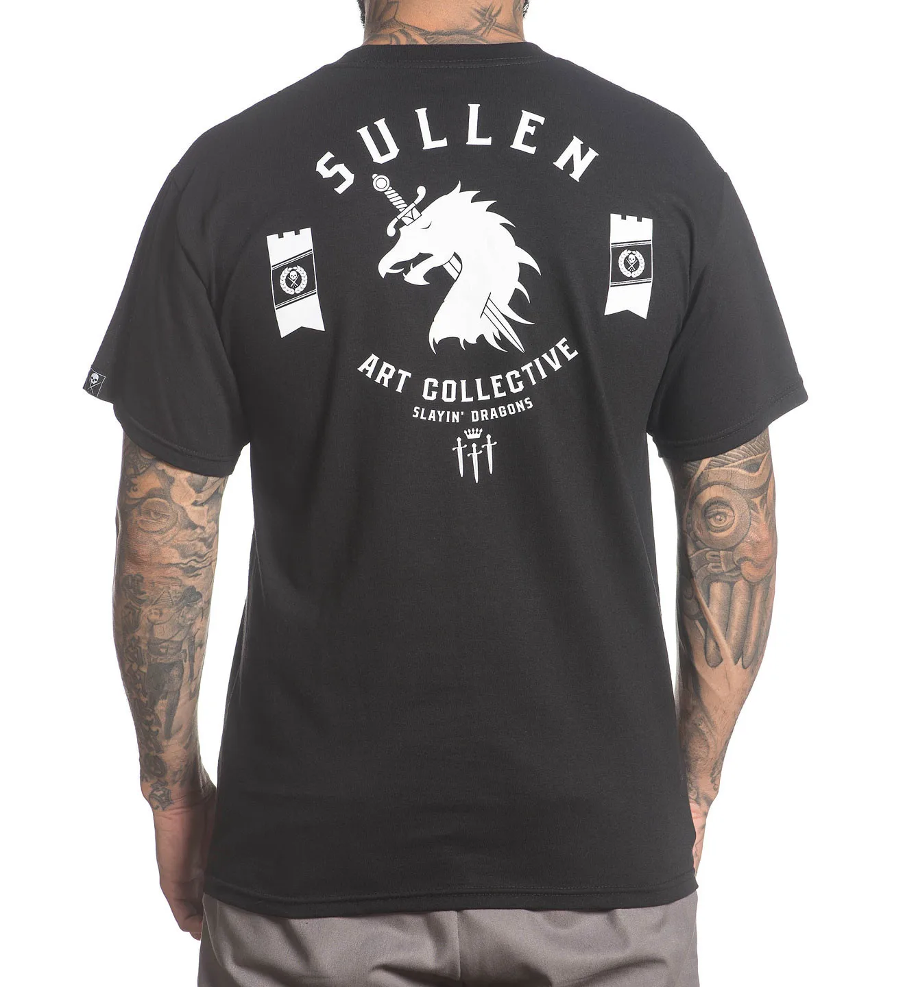 Sullen Slaying Dragons Sword Tattoo Inked Urban Punk Skater Mens Shirt SCM1012