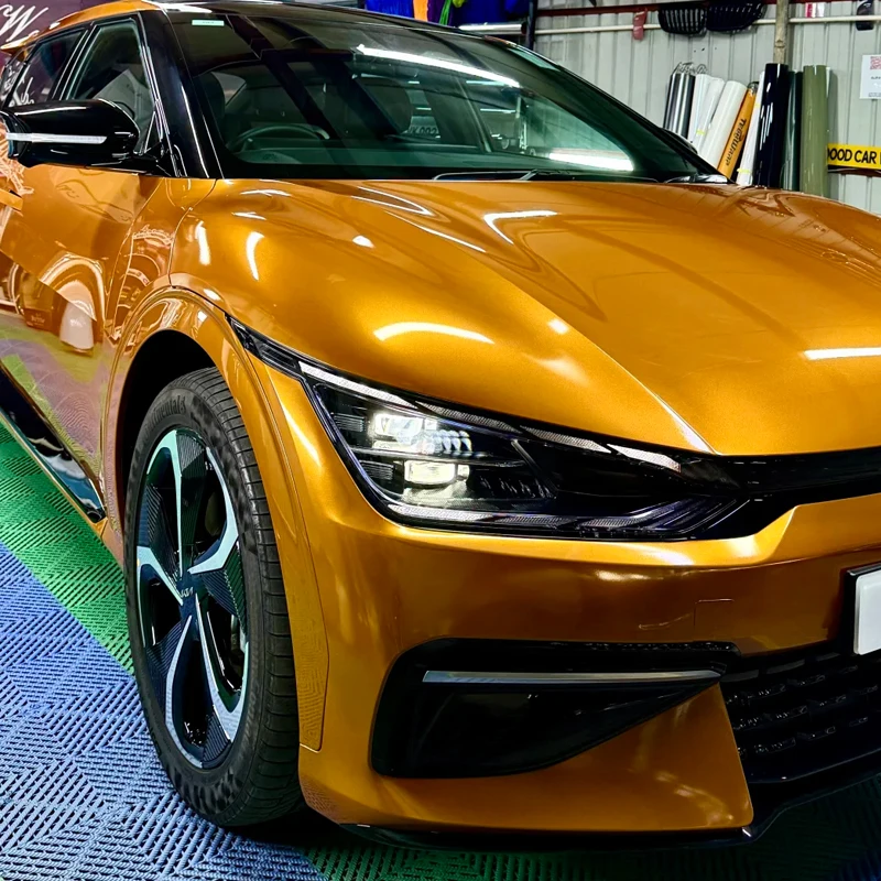 Top Selling Super Glossy Metallic Madeira Gold Color PET Car Wrap Vinyl Sticker Film for Body Anti Scratch Color Changing