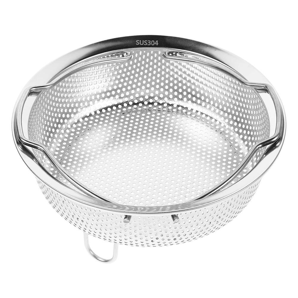 

Stainless Steel Colander 304 Material Thickened Design Fine Mesh Strainer Kitchen Fruit Vegetable Washer Steamer Basket Handle