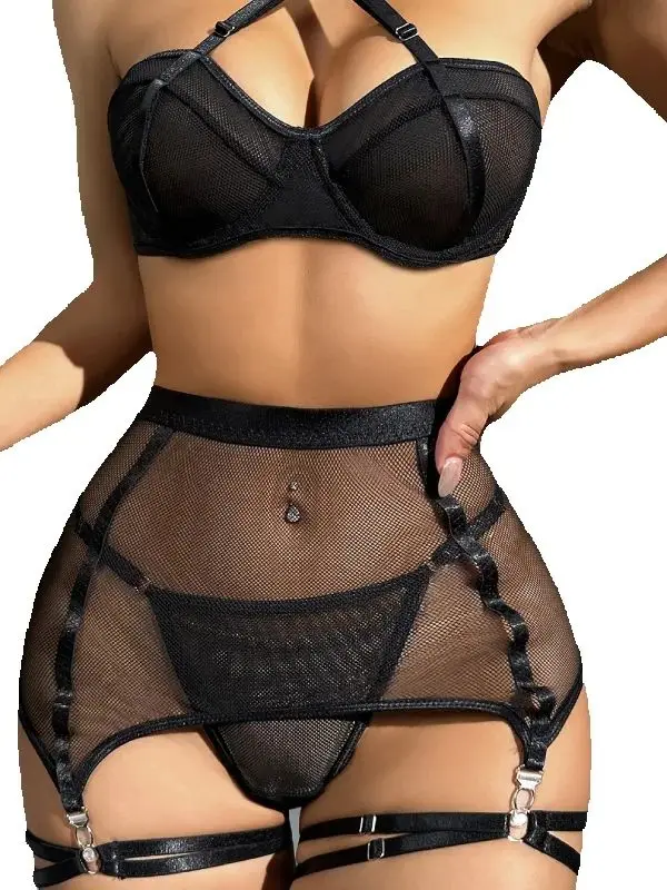 

Comeondear Холтер сексуальный прозрачный бюстгальтер на подтяжках комплект нижнего белья женское интимное нижнее белье большие размеры сетчатые на косточках подвязки на косточках