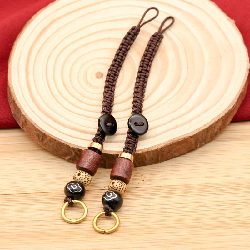 Chinese Style Key Accessories car Lanyard Braided Rope Keychain DIY Xiangyun Rope Keyring Sandalwood Rope Pendant