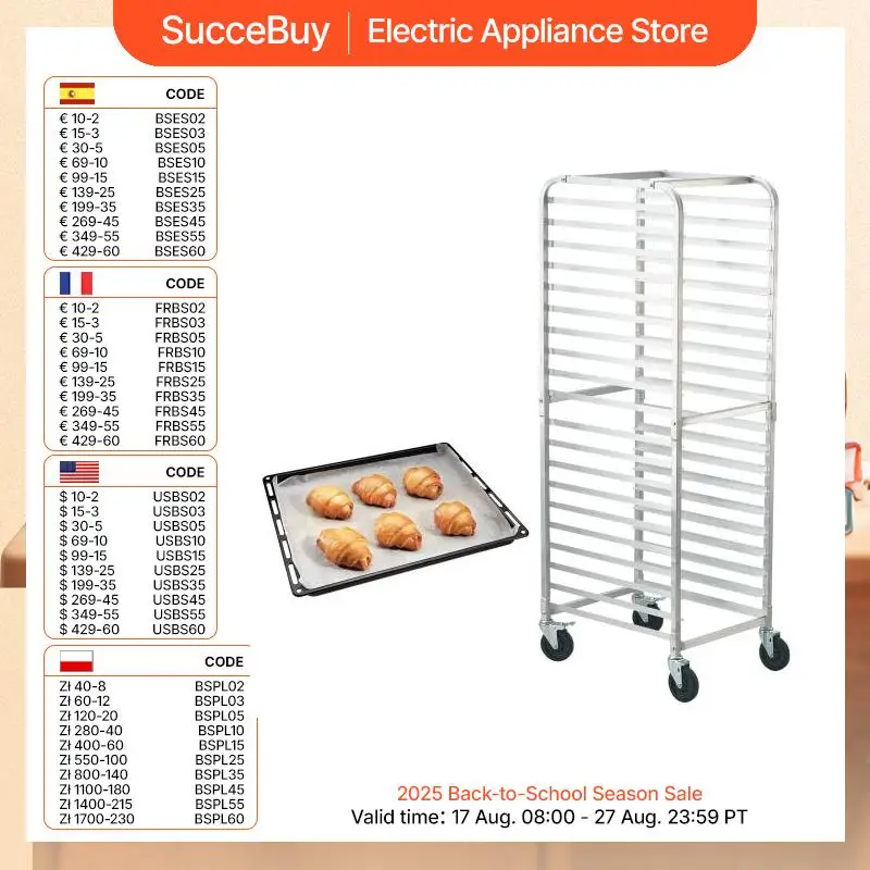 VEVOR 10/20 Sheet Bun Pan Rack Commercial Bakery Racks with Brake Wheels Aluminum Racking Trolley Storage for Bread Baking