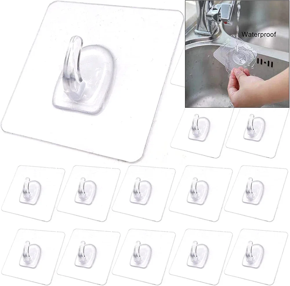 

10/5/2Pcs Transparent Wall Hooks Hangers Self Adhesive Door Wall Hangers Suction Hooks For Kitchen Bathroom Accessories