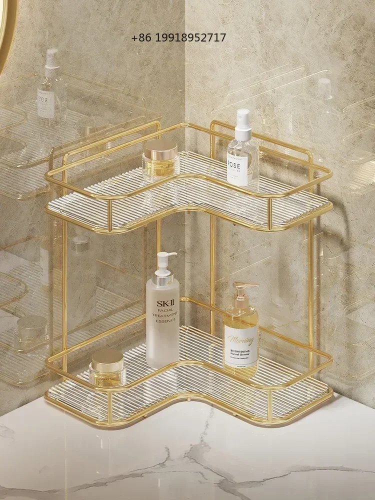 Bathroom Corner Shelving Acrylic Toilet Corner Storage Rack Triangle Countertop Shelf Organizer Wash Hands, Sink, Bedroom JJ398