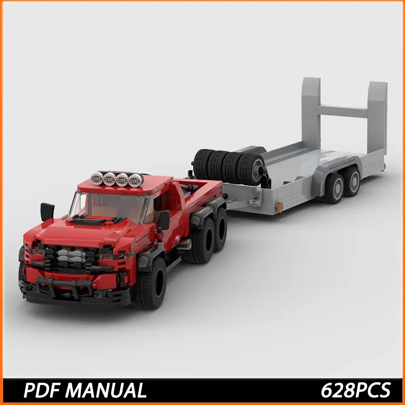 

MOC building blocks City Car 2025 RAM 1500 Custom 6x6 with trailer model creative DIY assembly toy children's birthday gift