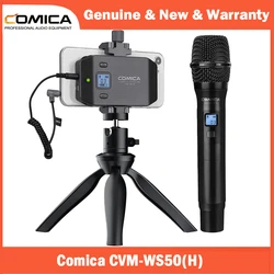 Comica WS50H Wireless Microphone for Smartphone 6 Channels Condenser Mic With Tripod For Sing Video Vlog YouTube TikTok Facebook