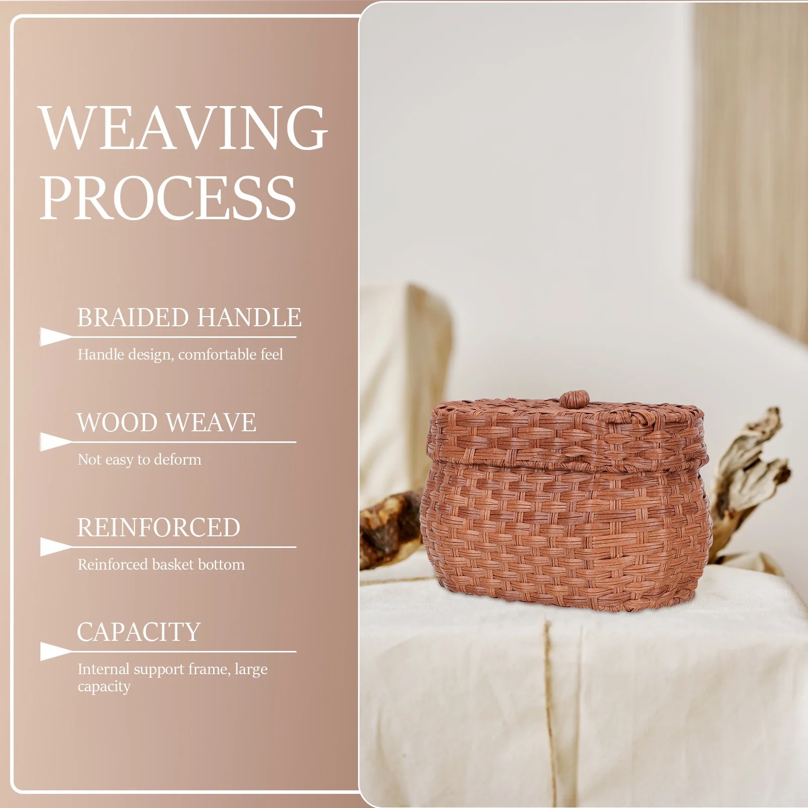 

Imitation Rattan Storage Basket Retro Style Egg Container Countertop Organizer for Home Kitchen Decor Baked Food Fruits