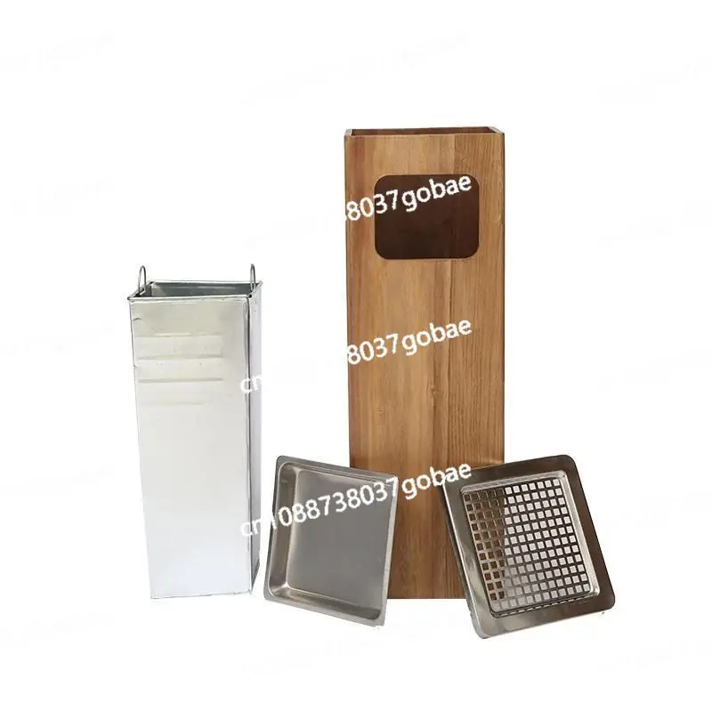 

Solid wood trash can with ashtray wooden commercial creative tea room hotel office