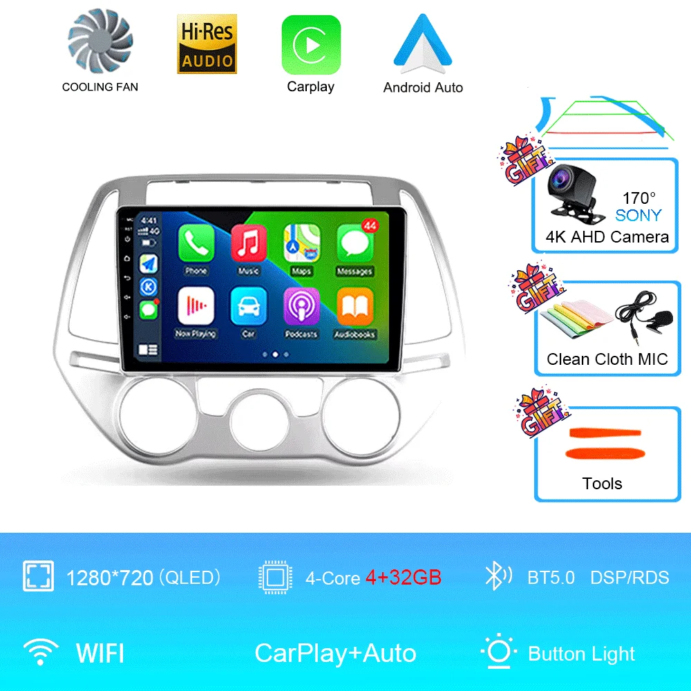 Android 16 Carplay Auto Multimedia Speler Autoradio voor Hyundai I20 2010 2012 2013 2014 DSP Autoradio GPS Stereo 2din Head Unit