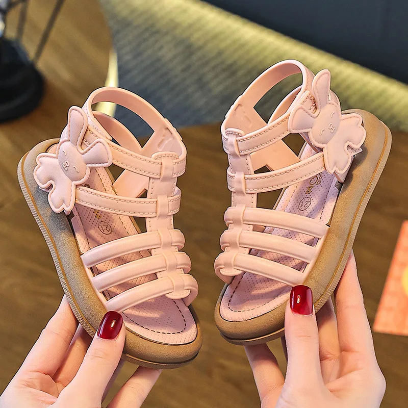 

Girls' Roman Sandals 2025 - Spring & Summer New Korean-Style Fashion High-Top Princess Shoes for Little Girls & Kids