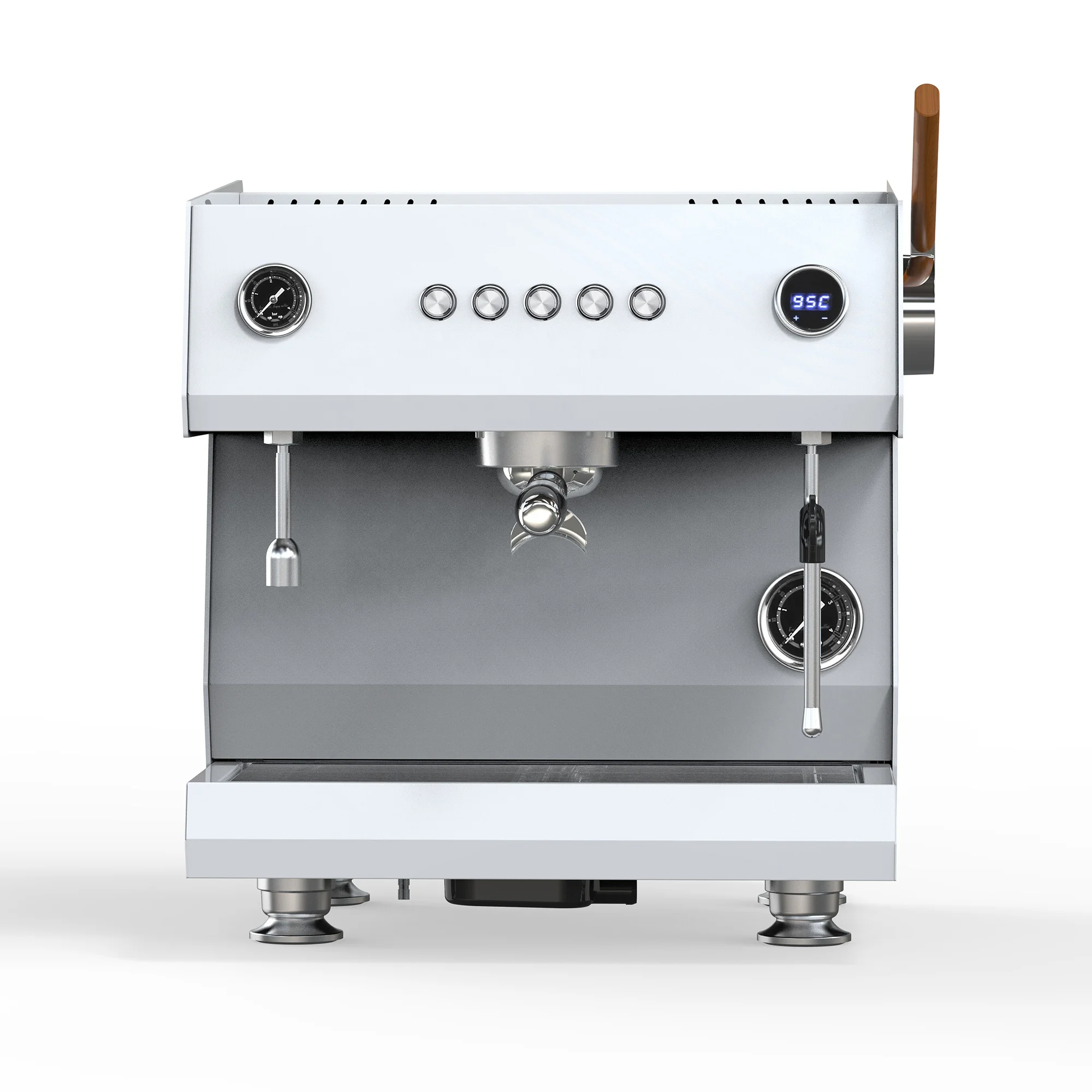 White Semi-Automatic Commercial Espresso Machine With Steam Lever Professional Coffee Maker For Cafe Shop Home Use