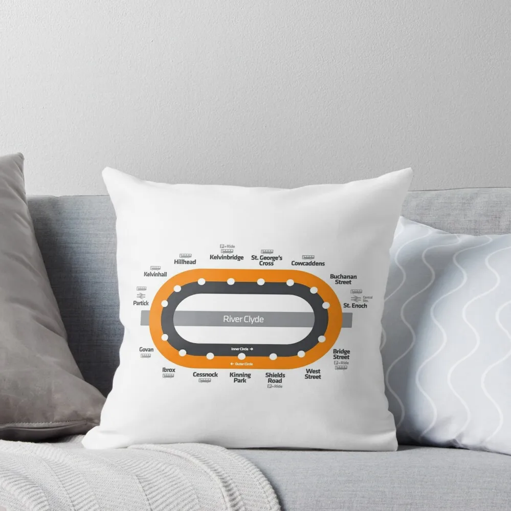 

Glasgow Scotland Tube Metro Subway Train Map Throw Pillow Cusions Cover Elastic Cover For Sofa pillow