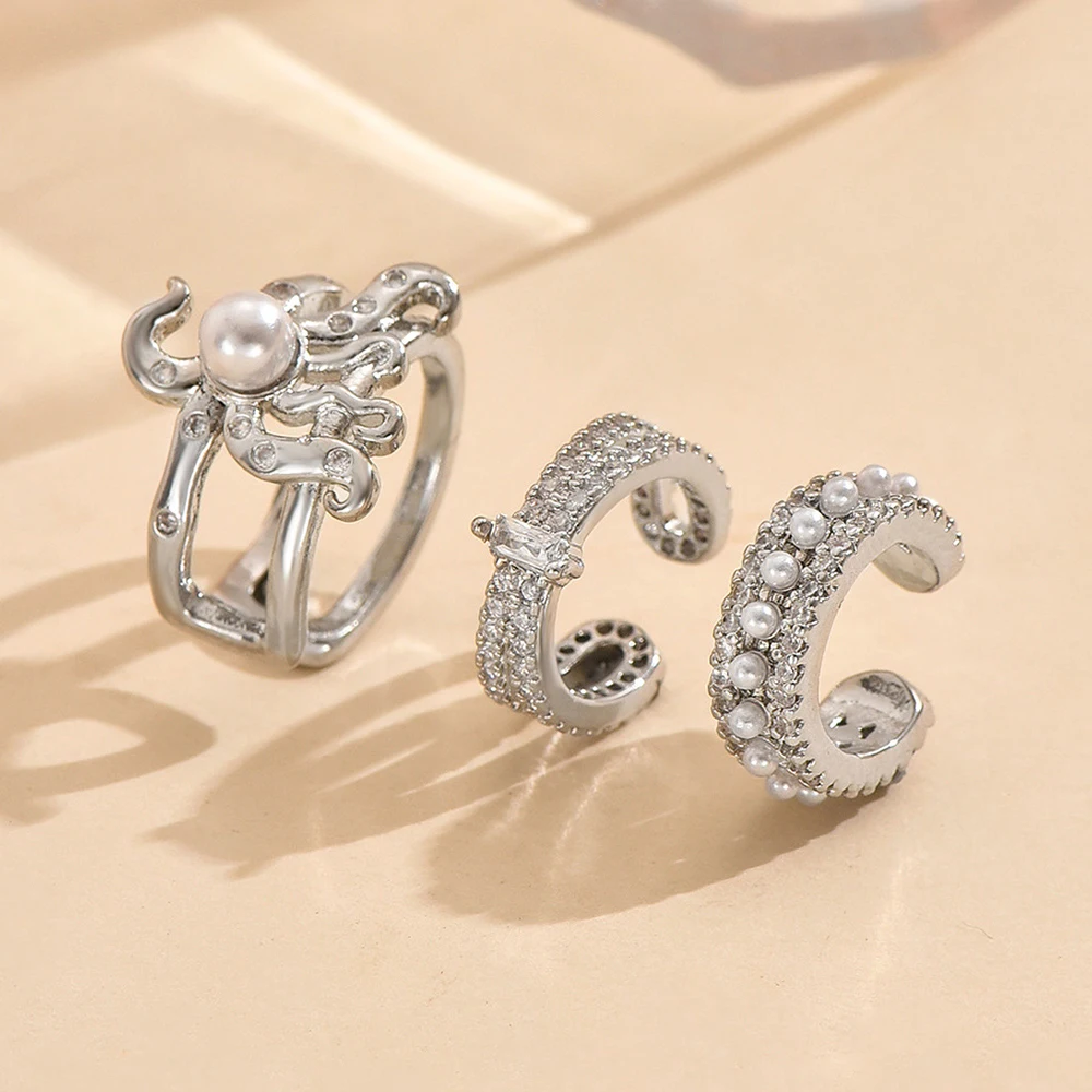 1PC Silver Color Zircon Ear Clip Earrings For Women Stainless Steel C Ear Cuff No Piercing Ear Ear Clip Trend Jewelry Gift