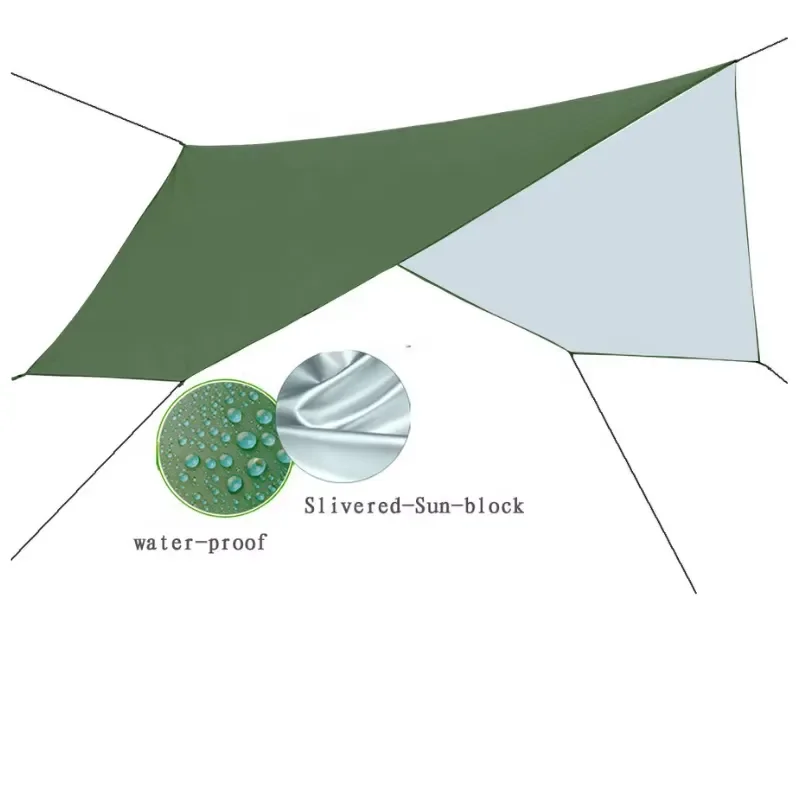 Factory Direct Lightweight Camping Hammock Rain Fly Sheet Tent Sun Shelter Outdoor Camper Tarp Awning Canopy Poles Essential
