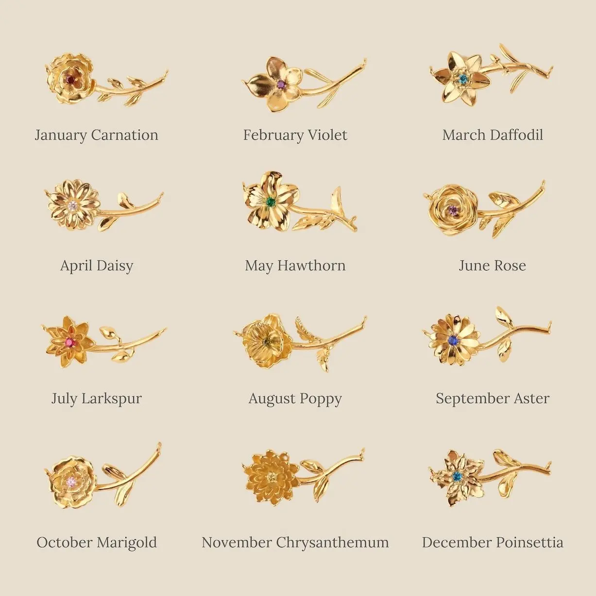 Dainty 12 Months Birth Flower Pendant Necklace for Women Daily Wear Birthday Jewelry Gifts Floral Charm Clavicle Chain