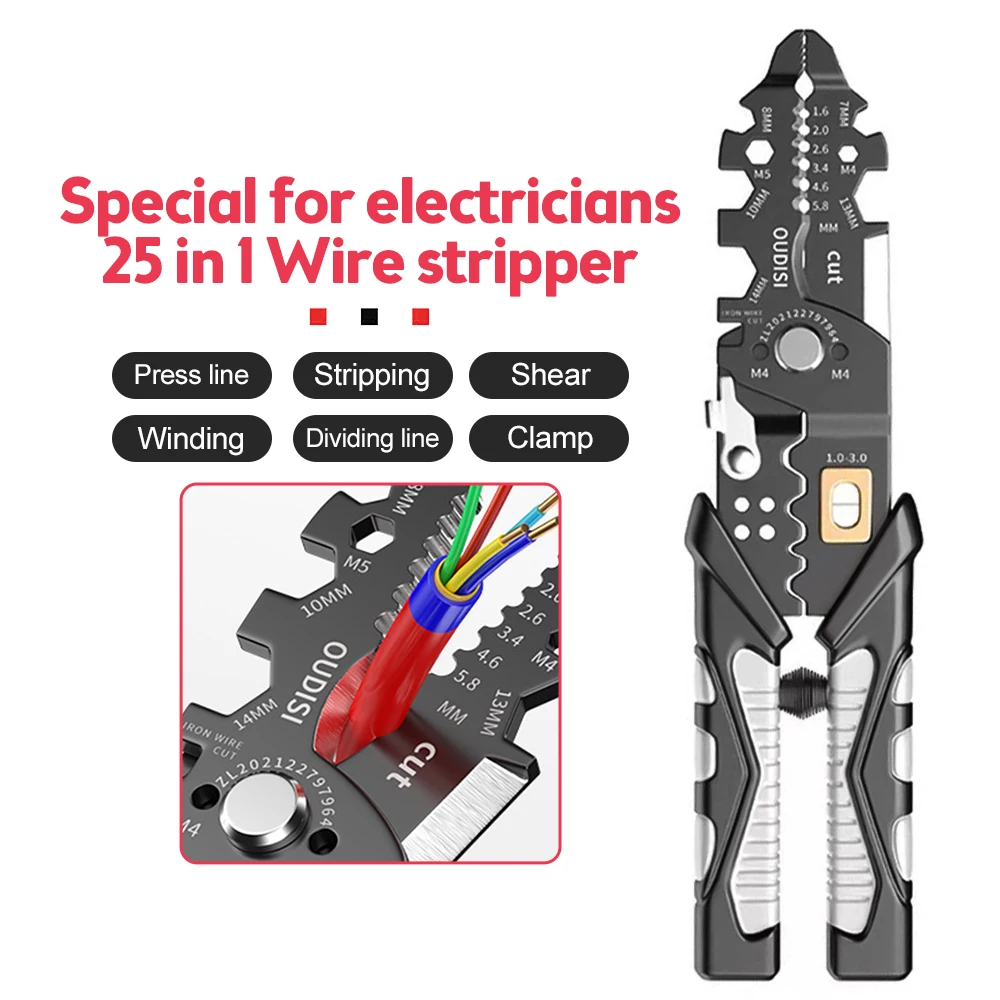 Multifunctional Electrician Pliers Long Nose Pliers Wire Stripper Cable Cutter Terminal Crimping Hand Tools