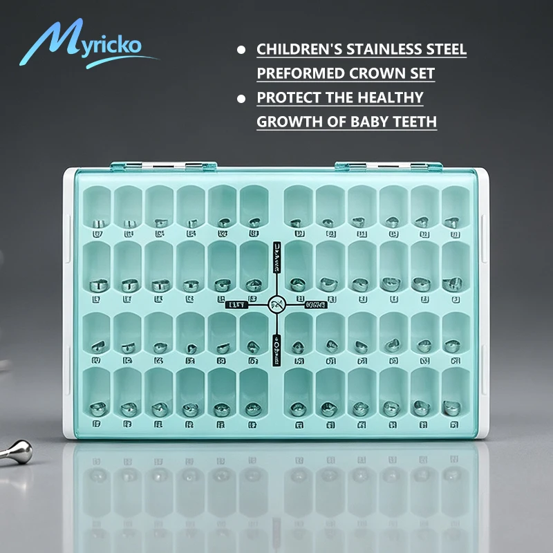 Clinic Use Pediatric Preformed Stainless Steel Crown Kit All Sizes Kids Primary Tooth Crown Set for Children Oral Therapy