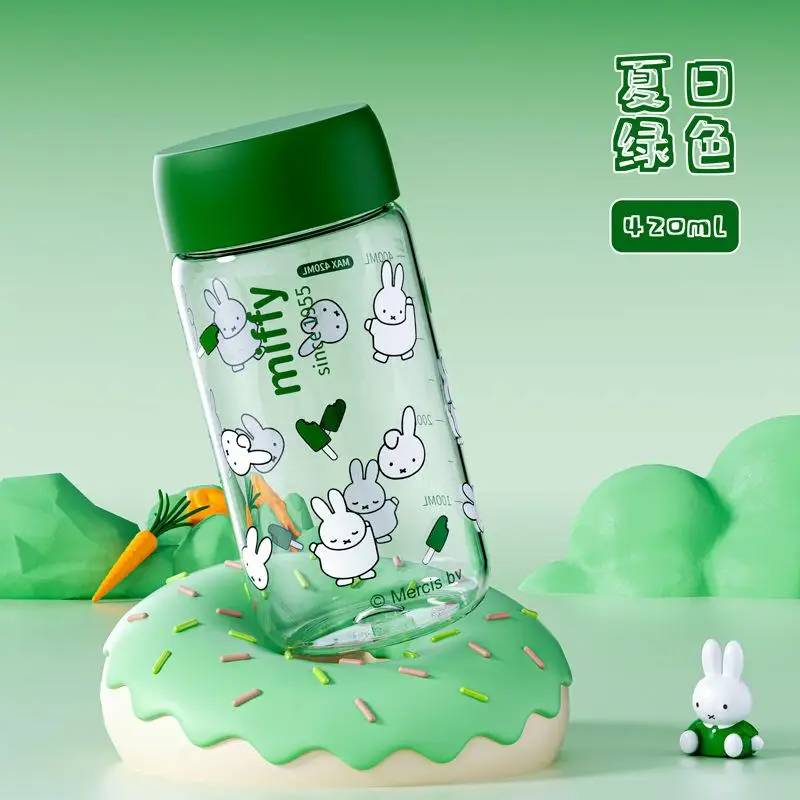 

Miffy New Water Cup Kawaii Cartoon Rabbit Multi Color 420Ml Direct Drinking Scale Children Glass Cup Breakfast Milk Coffee Cup