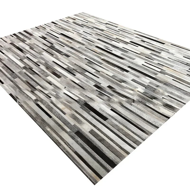 2026 Imported Natural Cowhide Patchwork Gray Carpet for Home Use for Bedrooms and Living Rooms Textiles & Leather Product