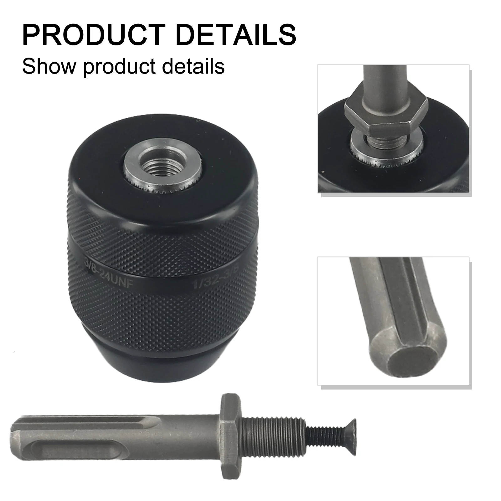 2pcs 3/8-24UNF 0.8mm-10mm Keyless Metal Drill Chuck With Quick Change Adapters Unique Locking For Percussion Drills Power Tool