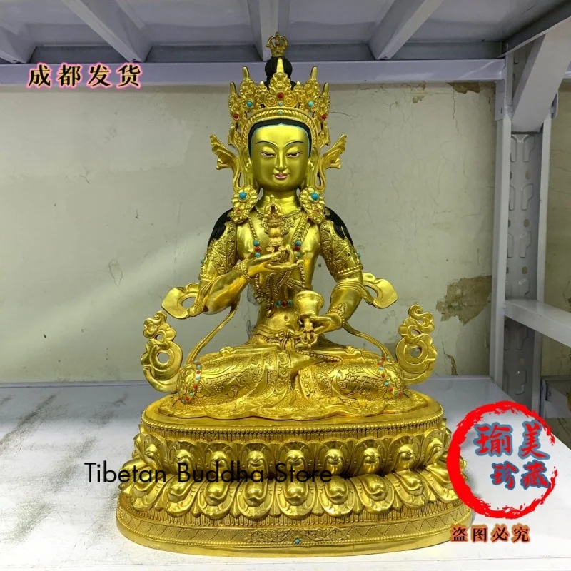 

Vajra Gilding Buddha Statue 15-Inch Boutique Inlaid Jewel Bodhisattva Copper Statue High 47cm Tibetan Secret Buddha