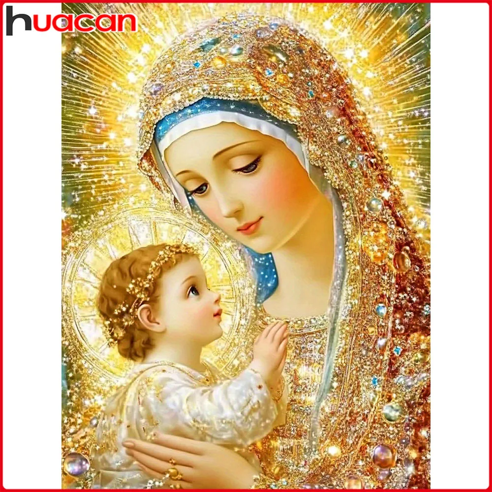 

Huacan 5D DIY Diamond Painting Virgin Mary Kids Diamond Mosaic Portrait Religion New 2026 Decorative Paintings