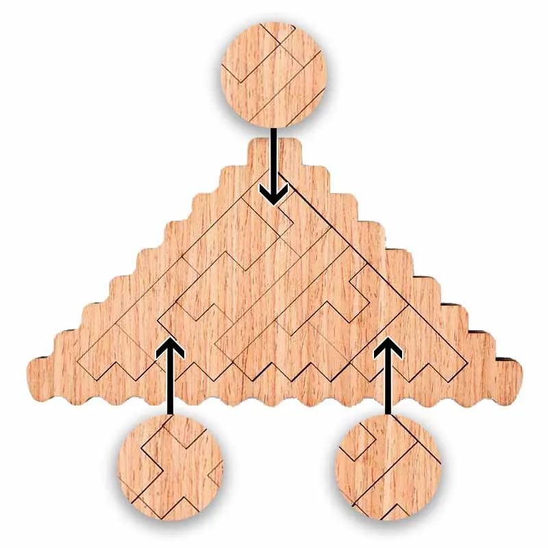 Puzzle Triangle Denté en Bois Irrégulier pour Adulte, Jeu Amusant et Intellectuel, Cadeau d'Anniversaire Parfait