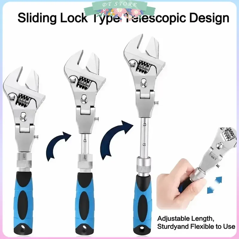 10 Inch Adjustable Torque Wrench 180 Degree Folding Ratchet Household Maintenance Pulley 5 In 1 Spanner Multi Function Tool