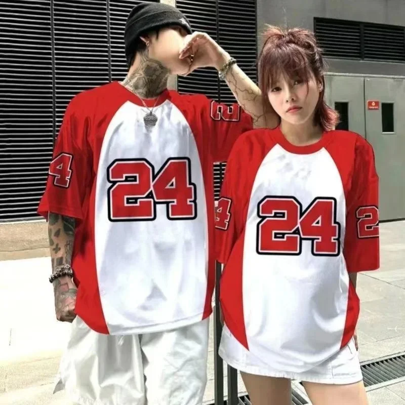 

Футболка для пар, Джерси с короткими рукавами, летняя женская и мужская баскетбольная футболка большого размера, модная спортивная одежда, футболка большого размера