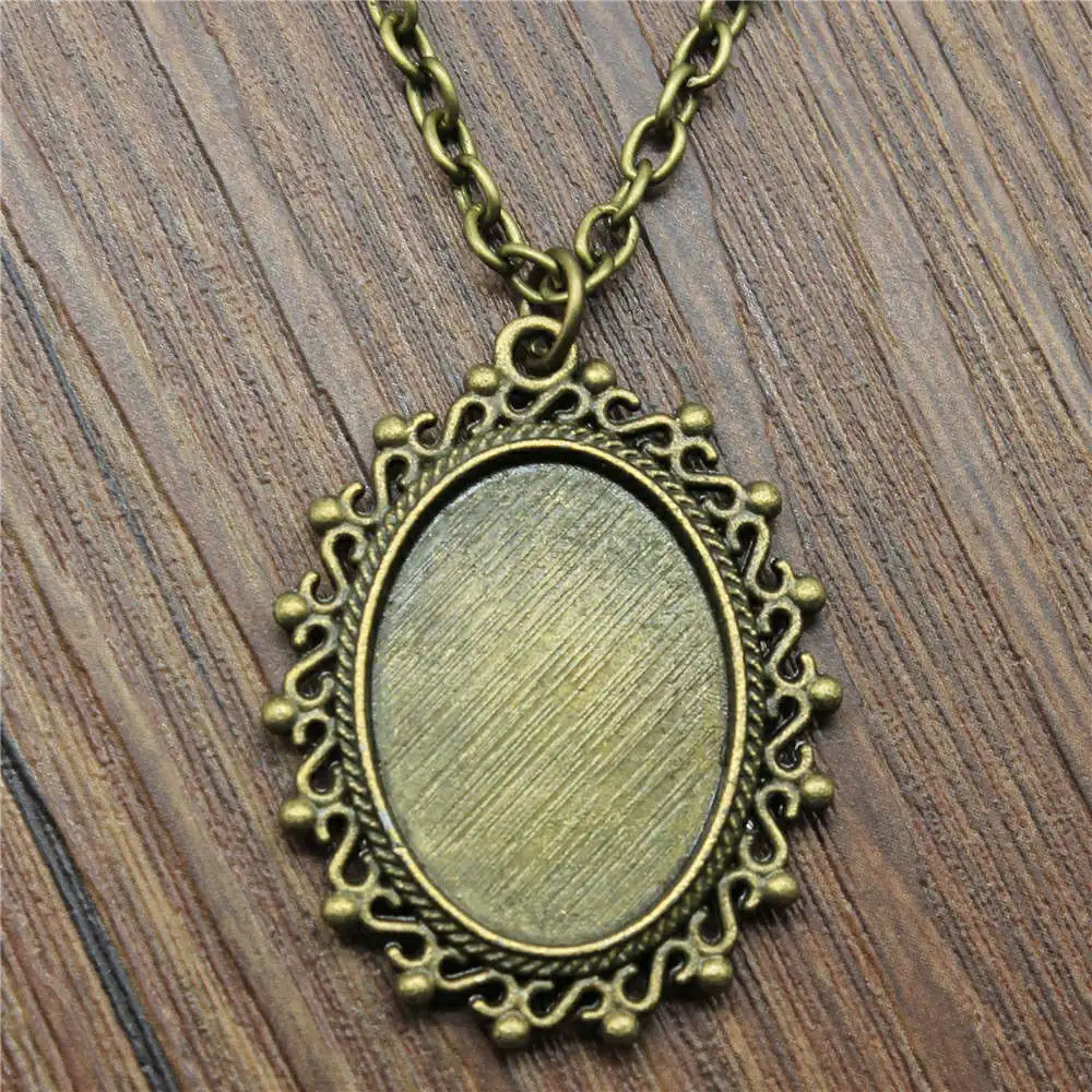 Oval Vintage Style Cameo Cabochon Pendant Base Setting Necklace Women Car Accessories Jewelry New In Chain Length 70cm OR 45+4cm